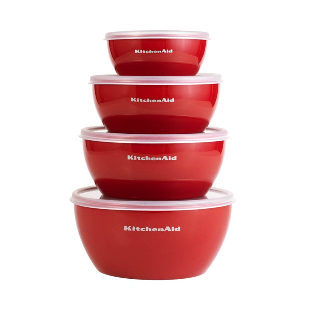 4-Piece Prep Bowl Set with Lids in Empire Red and Assorted Sizes