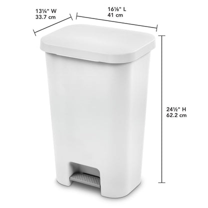 11.9 Gal. Stepon Wastebasket Plastic, White