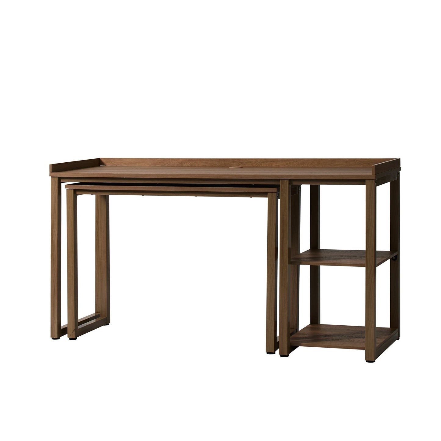 Ezra Modular L Desk with 2-Cube Storage, Walnut Finish