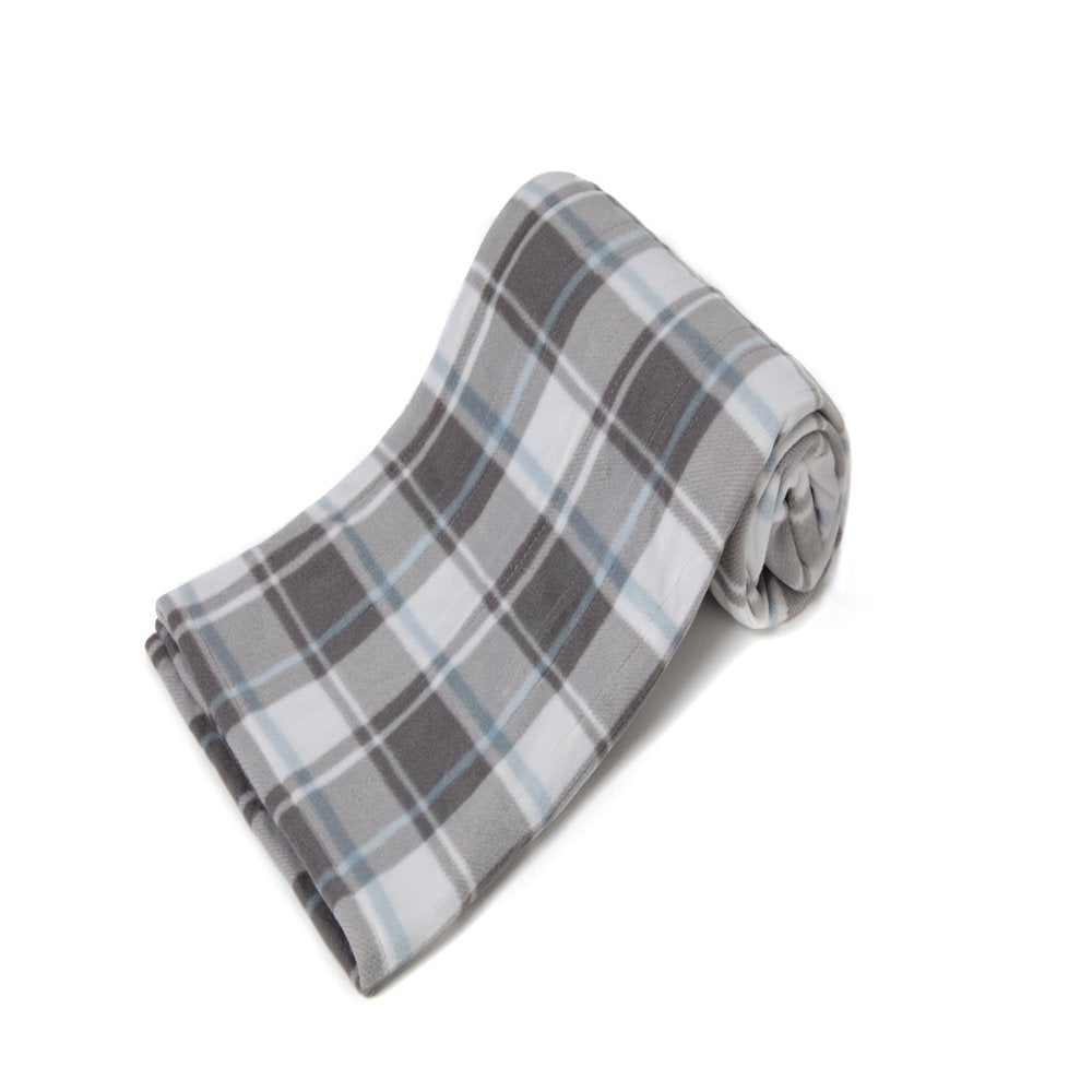 Soft Fleece Electric Heated Throw Blanket, Gray and White Plaid, 50"X60", All Ages