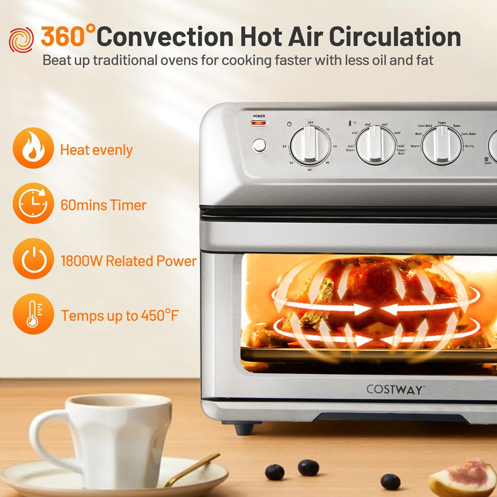 21.5QT Air Fryer Toaster Oven 1800W Countertop Convection Oven W/ Recipe