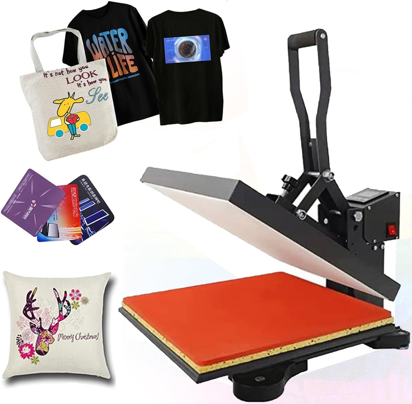 15X15In Metal Heat Press Machine, Teflon Coating, Drawer Design, Sublimation Digital Transfer Machine, Adjustable Pressure, DIY, for T-Shirts, Pillow Cases, Cushions, Canvas Bags, Banners, Etc.