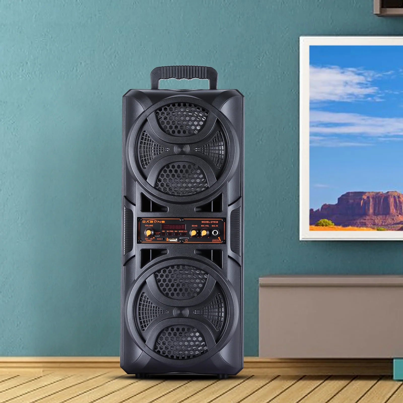 Dual 6.5" Woofer Portable FM Bluetooth Party Speaker Heavy Bass Sound Remote Control