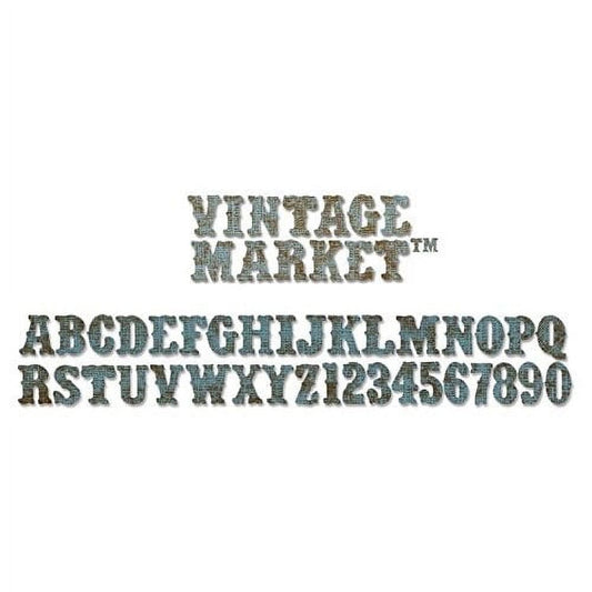 Sizzlits Decorative Strip Die by Tim Holtz-Vintage Market Alphabet 12.625"X2.375"