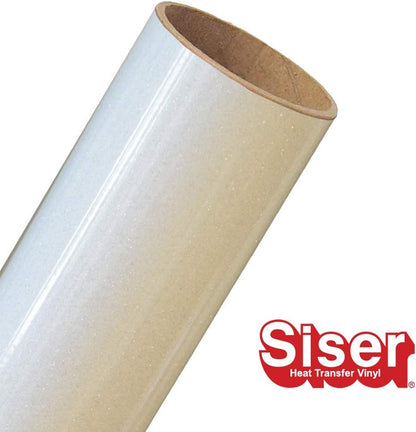 Siser Glitter HTV 11.8" X5Ft Roll - Iron on Heat Transfer Vinyl (White)