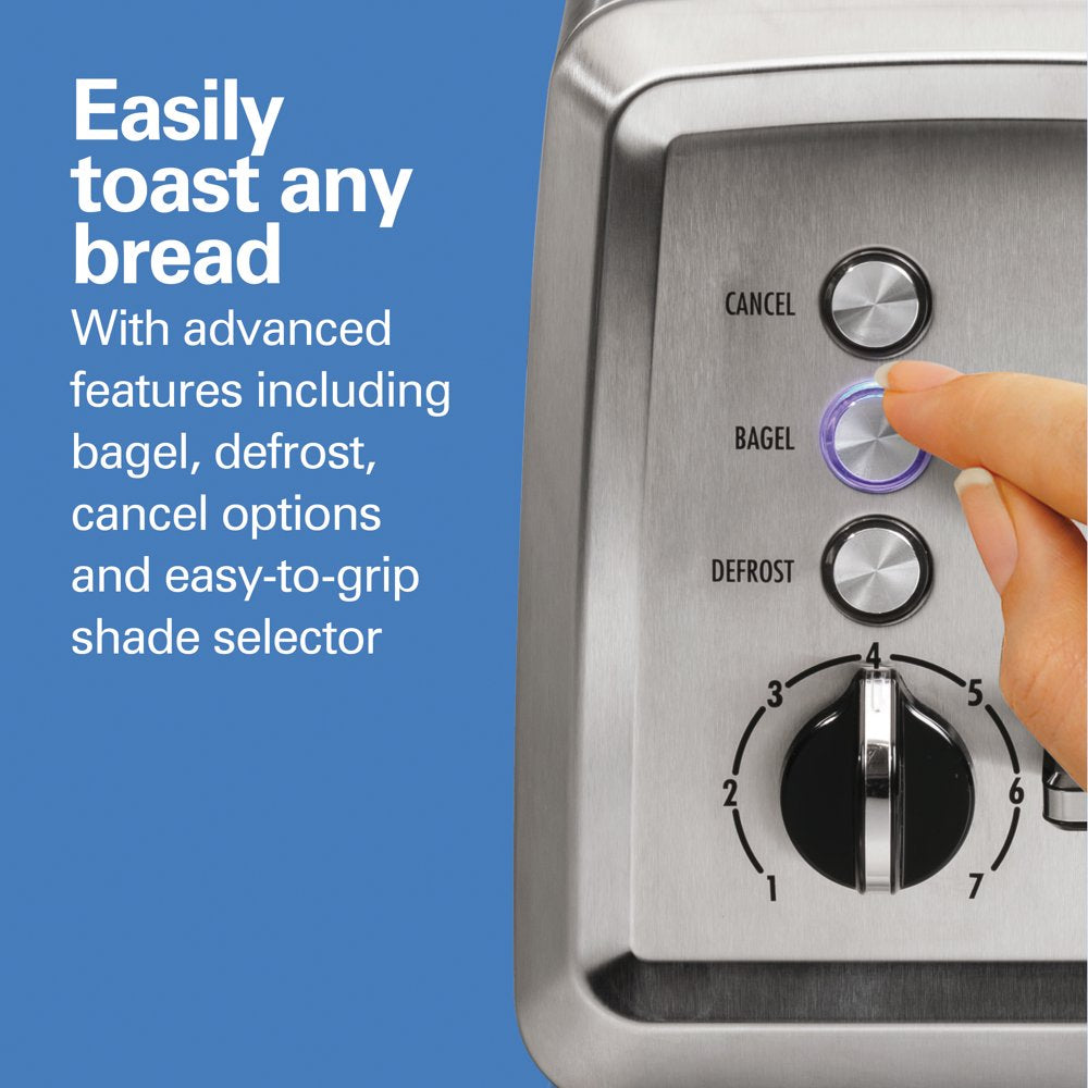 2 Slice Toaster, Extra-Wide Slots, Bagel Setting, Toast Boost, Slide-Out Crumb Tray, Auto-Shutoff & Cancel Button, Defrost Function, Stainless Steel 22794