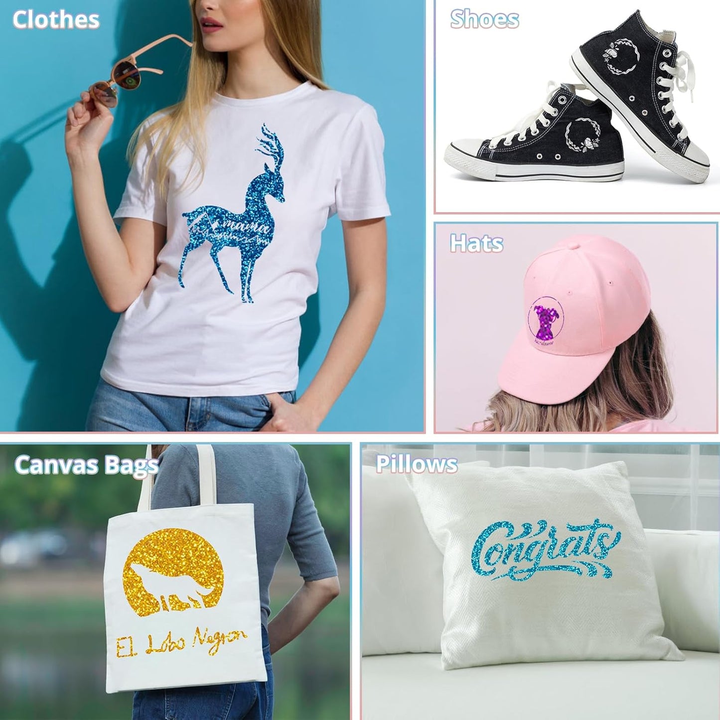 Glitter Heat Transfer Vinyl Bundle - 15 Pack 12" X 10" HTV Sheets Glitter HTV Vinyl for T-Shirts, Glitter Iron on Vinyl Compatible with Cricut Cutting Machine - Easy to Cut & Weed