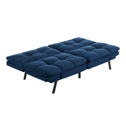 Memory Foam Futon, Blue Faux Suede