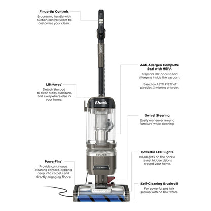 ® Rotator® Lift-Away® Upright Vacuum with Duoclean® Powerfins® and Self-Cleaning Brushroll, LA500WM