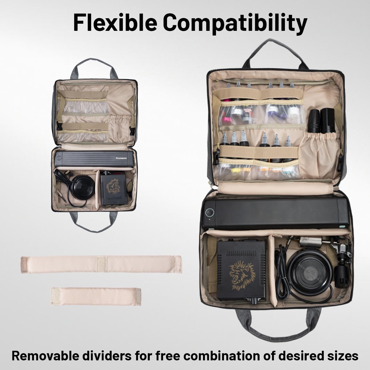 Phomemo Tattoo Bag - Tattoo Travel Case and Carrying Bag for Stencil Printer and Equipment, Compatible with Phomemo M08F / TP81 / TP31 Thermal Printer, Grey (BAG ONLY)