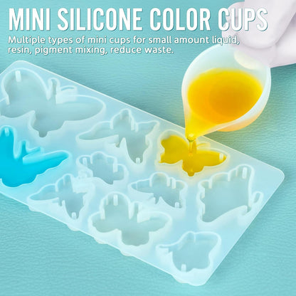SWIGRANCE Epoxy Resin Mixing Tools Kit 36Pcs, Reusable Soft Silicone Tools, Includes A3 Non-Stick Silicone Mat, Measuring Cups, Dropper Pipettes, Stir Sticks, Brushes, Resin Casting DIY Jewelry Making