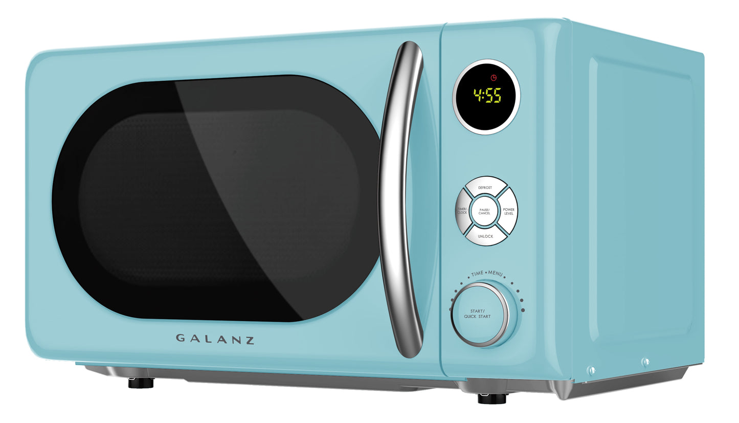 0.7 Cu Ft Retro Countertop Microwave Oven, 700 Watts, Blue, New