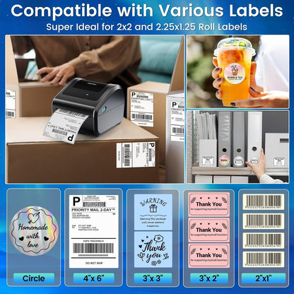 Bluetooth Shipping Label Printer 4X6 - D450BT Thermal Label Printer for Shipping Packages, Small Business, Home, Office, Compatible with Amazon, Ebay, Etsy, USPS