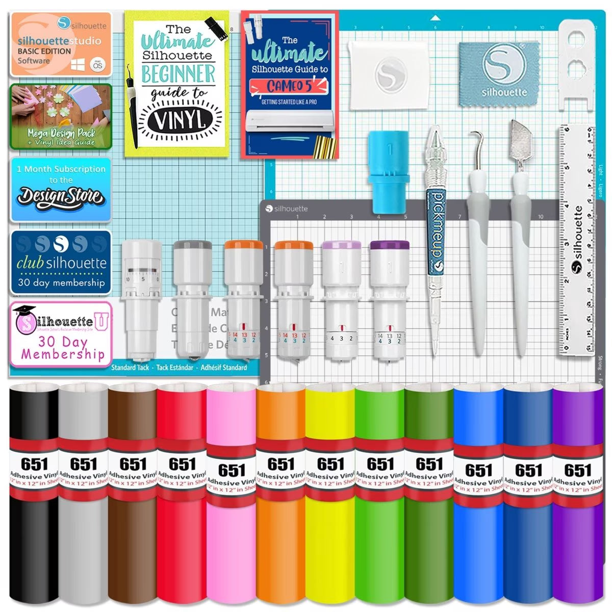 Silhouette Black Cameo 5Α Alpha W/ Deluxe Blade & Tool Pack, Mat Pack, Guides