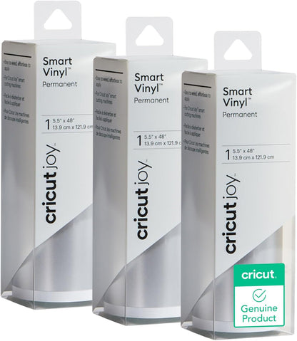 Cricut Matte Metallic Silver Smart Permanent Vinyl (5.5In X 48In, 3Pk) for Cricut Joy Machine, Matless Cutting, Weather-Resistant, 3 Pieces