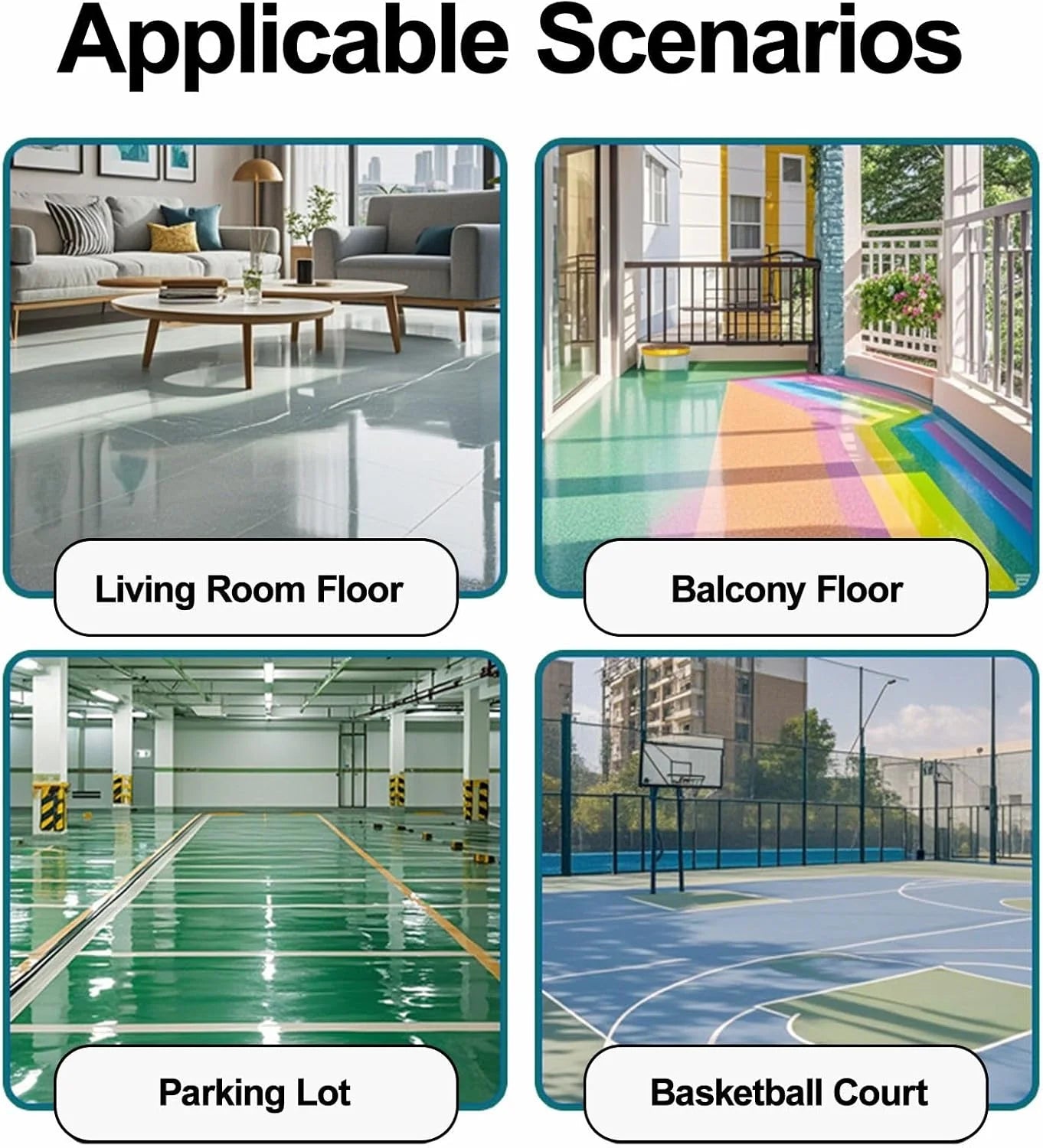 Epoxy Coloured Sand Floor Paint Coating Kit, Self Leveling Epoxy Floor Paint, High Gloss Marble Effect Coating for Garage, Outdoor, Waterproof, Non-Slip (2Kg, Medium Gray)
