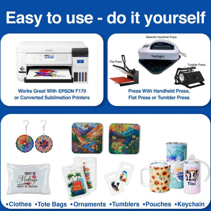 Makerflo Sublimation Paper 8.5 X 14 Inch 1000 Sheets, Heat Transfer Sublimation Paper for Tumblers T-Shirts Phone Case Mugs, Printable Stickers Gifting Christmas DIY Enthusiast