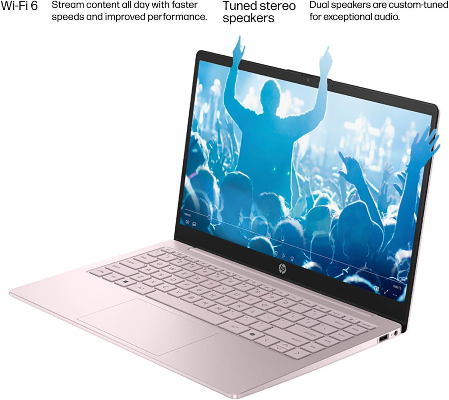 HP Laptop 2026 Edition with Copilot AI, 16GB RAM, 256GB SSD + 128GB UFS, Intel Processor, Long Battery Life, Lightweight, 1 Year Office 365, Windows 11 Home S for Students & Office, Type-C HUB, Pink