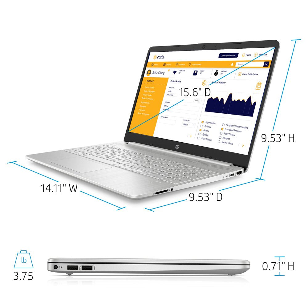 15.6" FHD Laptop, Intel Core I3-1115G4, 8GB RAM, 256GB SSD, Silver, Windows 11, 15-Dy2131Wm