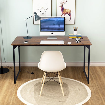 47.2 Inches Computer Desk,Modern Simple Style PC Desk with Metal Frame，Brown