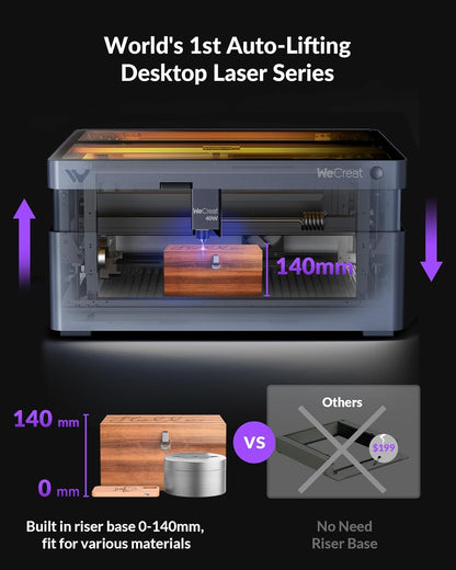 Vision 40W Laser Cutter and Engraver Machine, with Auto-Lifting, HD Camera, 4-In-1 Rotary, 600Mm/S Speed, Diode Laser Engraver for Tumblers Wood Metal Acrylic Small Business - Rotary Bundle