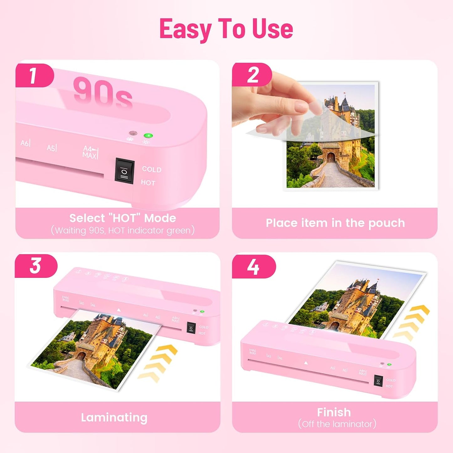9 Inch Laminator Machine with 20 Laminating Sheets, Hot & Cold with Trimmer | A4 Laminating Machine for Office, School, Business and Home