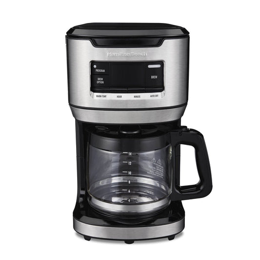 Front Fill Coffee Maker, 14 Cups, Glass, Stainless Steel and Black, 46392