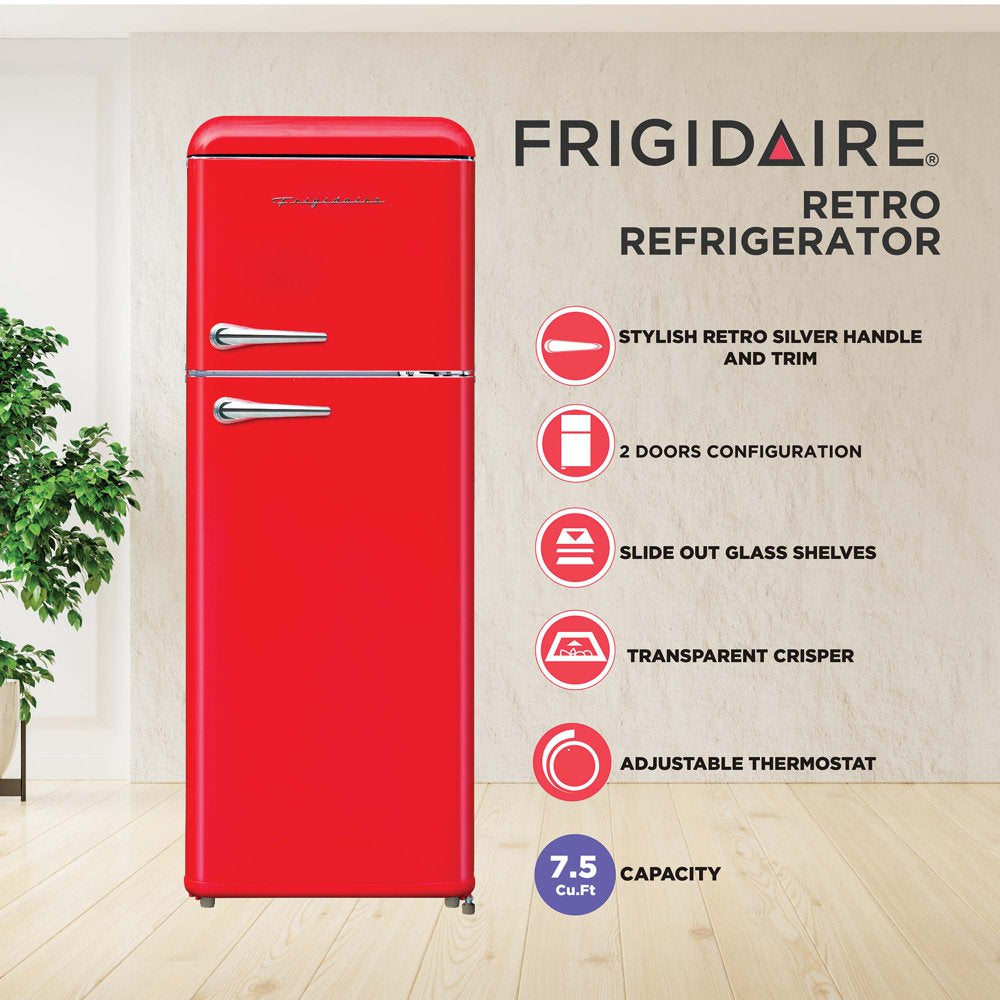 7.5 Cu. Ft. Top Freezer Refrigerator in RED, Rounded Corners - RETRO, EFR756