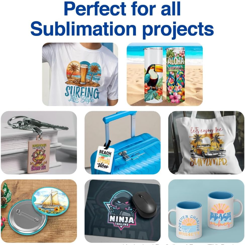 Makerflo Sublimation Paper 8.5 X 11 Inch 100 Sheets, Heat Transfer Sublimation Paper for Tumblers T-Shirts Phone Case Mugs, Printable Stickers Gifting Christmas DIY Enthusiast