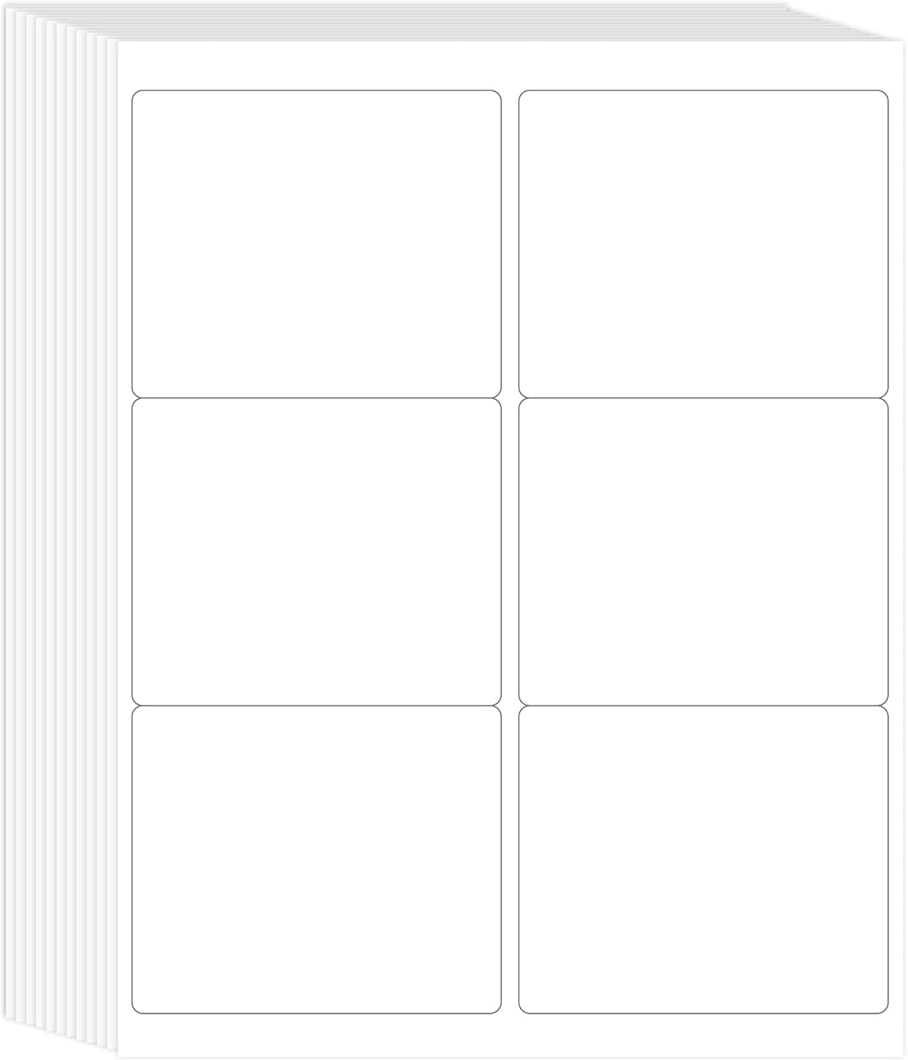 3-1/3" X 4" Printable White Sticker Labels, 300 Labels for Laser/Inkjet Printing - Matte (300 Labels, 50 Sheets)