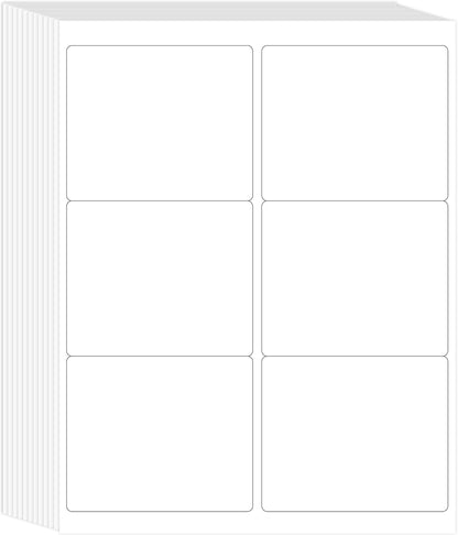 3-1/3" X 4" Printable White Sticker Labels, 300 Labels for Laser/Inkjet Printing - Matte (300 Labels, 50 Sheets)