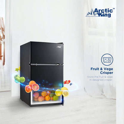 3.2 Cu Ft Two Door Mini Fridge with Freezer, Black, E-Star, ARM32D5ABB