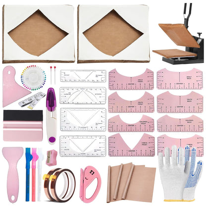 Sublimation Shirts Tool Kits for Vinyl Alignment with 2 Pcs Heat Press Platen Wrap Cover 16 X 20 Inch for Cricut Heat Press HTV Vinyl Center Designs,Craft Sewing Accessories