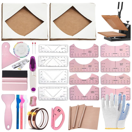 Sublimation Shirts Tool Kits for Vinyl Alignment with 2 Pcs Heat Press Platen Wrap Cover 16 X 20 Inch for Cricut Heat Press HTV Vinyl Center Designs,Craft Sewing Accessories