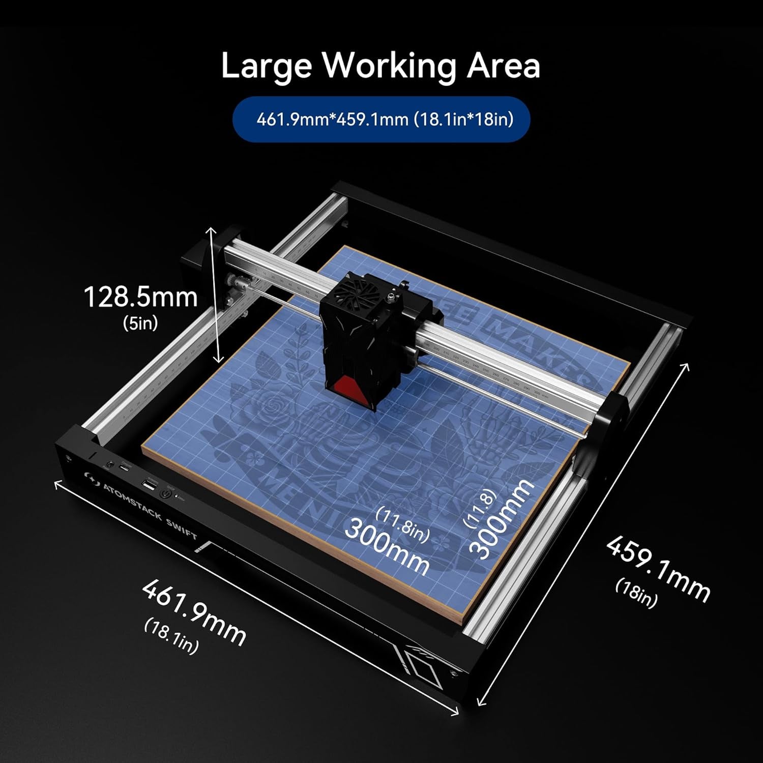 ATOMSTACK Swift 12W Laser Engraver and Cutter, 0.06Mm High Accuracy Laser Engraving Machine for Wood and Metal, Dark Acrylic, DIY Laser Cutter with Eye Protection, Support Glass&Leather Engraving