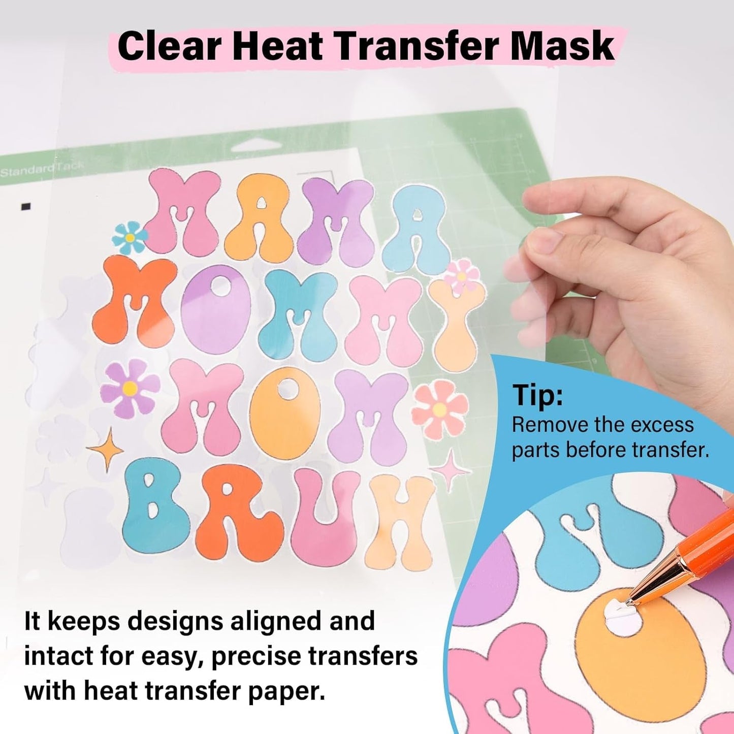 Heat Transfer Mask for Heat Transfer Paper for T-Shirts 15PCS, 8.3" X 11.7" Masking Film Clear Iron on Transfer Tape for HTV Printable Heat Transfer Vinyl, Heat Transfer Mask Sheets