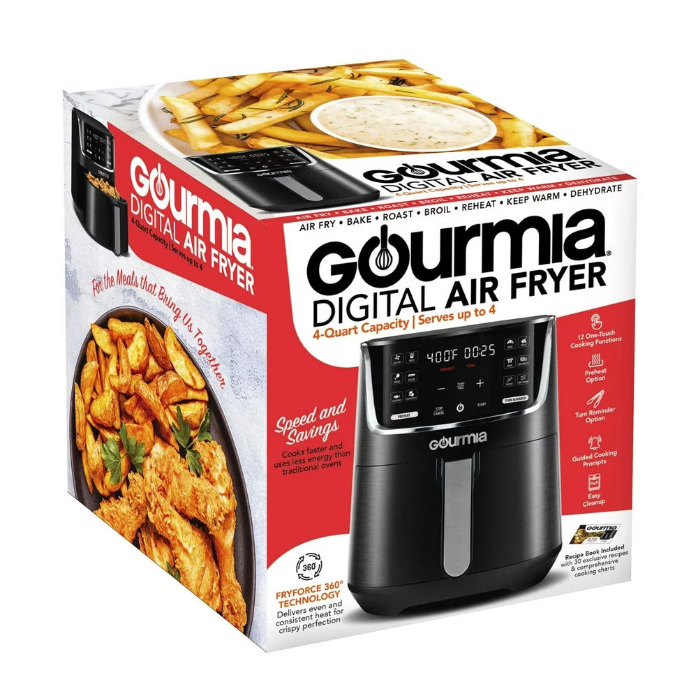 4-Quart Digital Air Fryer with 12 One-Touch Presets, New, GAF414, 12 in High