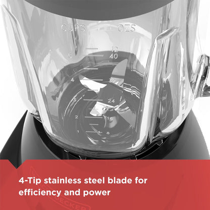 BLACK + DECKER 10-Speed Blender, 550 Watts, 50 Oz (6.25-Cup) Glass Blending Jar, Black, BL2010BG