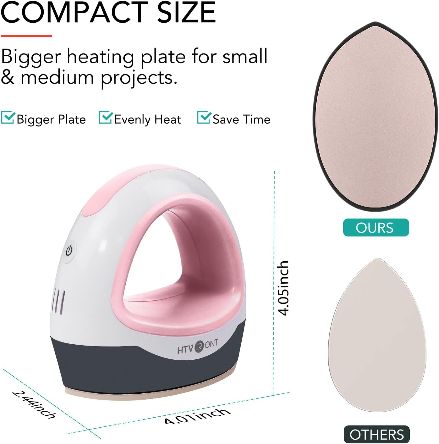 Heat Press Mini Iron for Crafting, Mini Heat Press Machine for T Shirts, Auto-Off Small Heat Press Portable Iron Press for Heating Transfer(Pink)