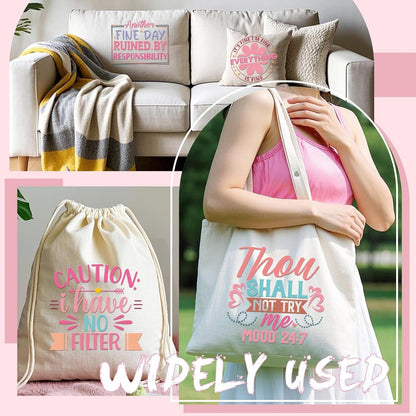Sarcastic Quotes DTF Transfers Ready to Press - 20 Sheets Pink Iron on Transfers Iron on Decals Vinyl Design for Clothing Pillow Backpack Hoodie Hat Bag DIY Costume Craft