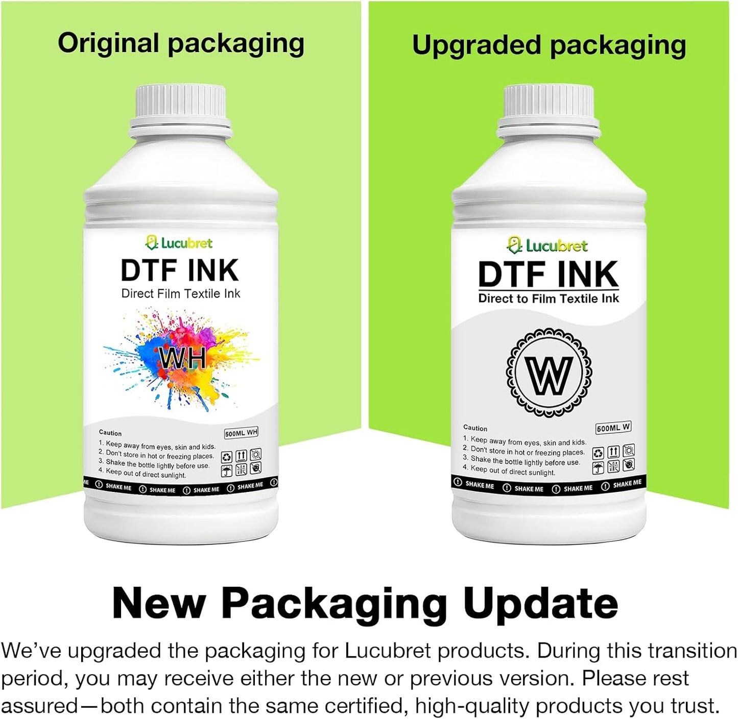 Premium DTF Ink 3000ML - DTF Transfer for PET Film, Pigment Refill for DTF Printers L1800 L800 R1390 I3200 DX5 DX7, Heat Transfer Printing Ink Direct to Film (500ML*6, 2W+BKCMY)
