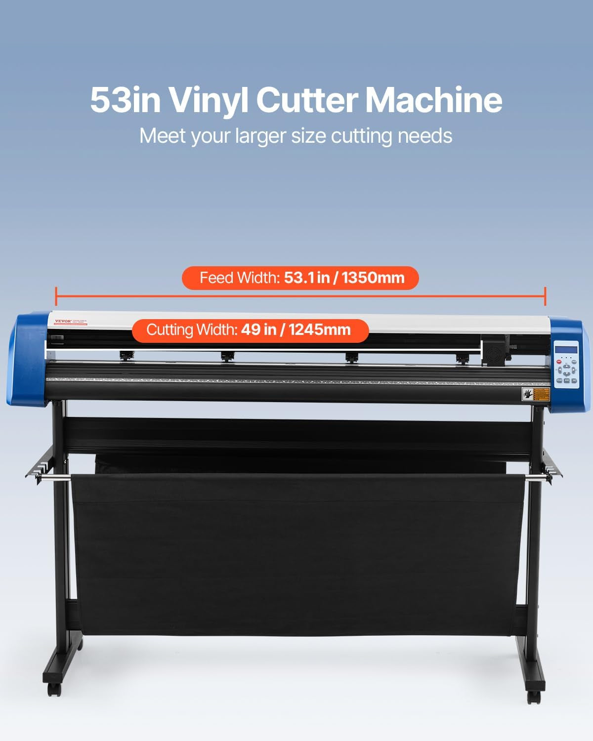 Vinyl Cutter 53 Inch Vinyl Cutter Machine Semi-Automatic DIY Vinyl Printer Cutter Machine Manual Positioning Sign Cutting with Floor Stand Signmaster Software