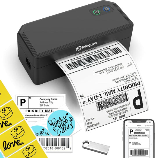 Shipping Label Printer,Bluetooth 4X6 Thermal Label Printer for Small Business Office or Home, Compatible with Android, Ios, Windows and Mac, Widely Used for Amazon,Ebay,Usps,Etsy