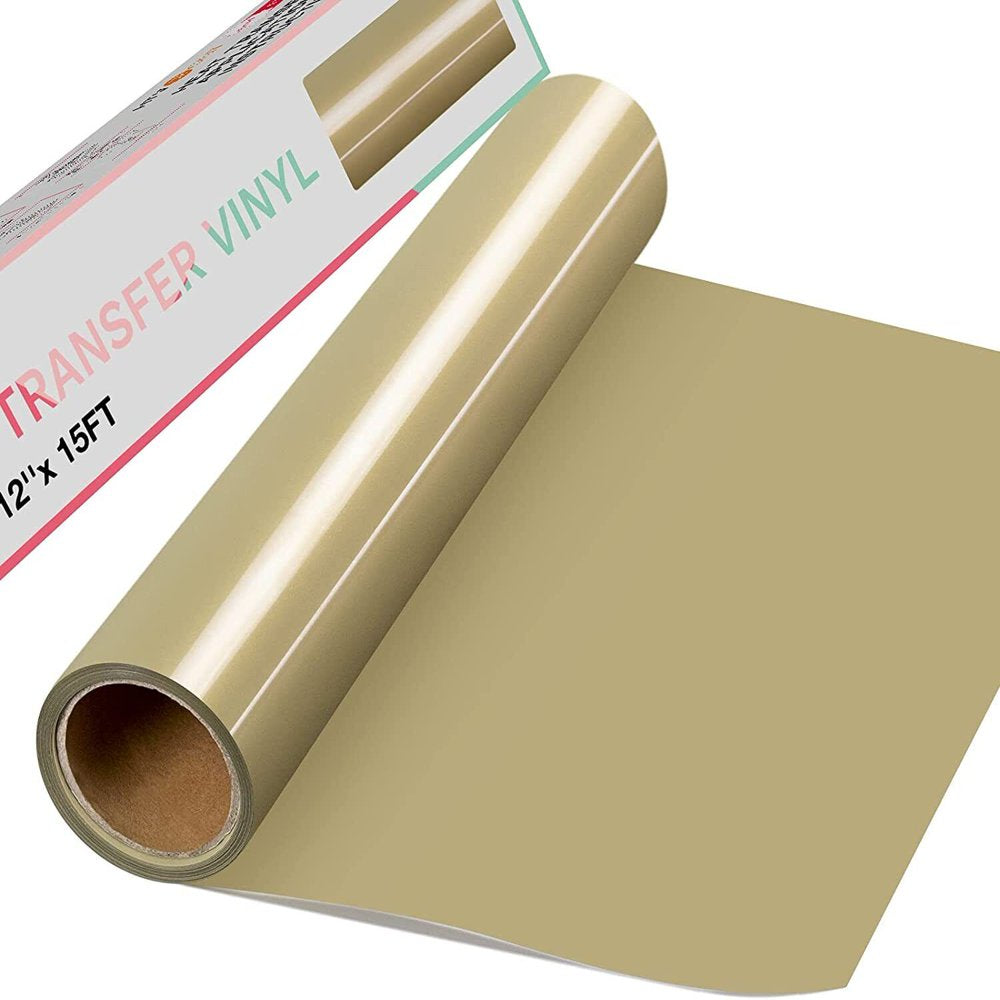 12" X 15FT Heat Transfer Vinyl Gold HTV Roll Iron on T-Shirts, Clothing and Textiles for Cricut