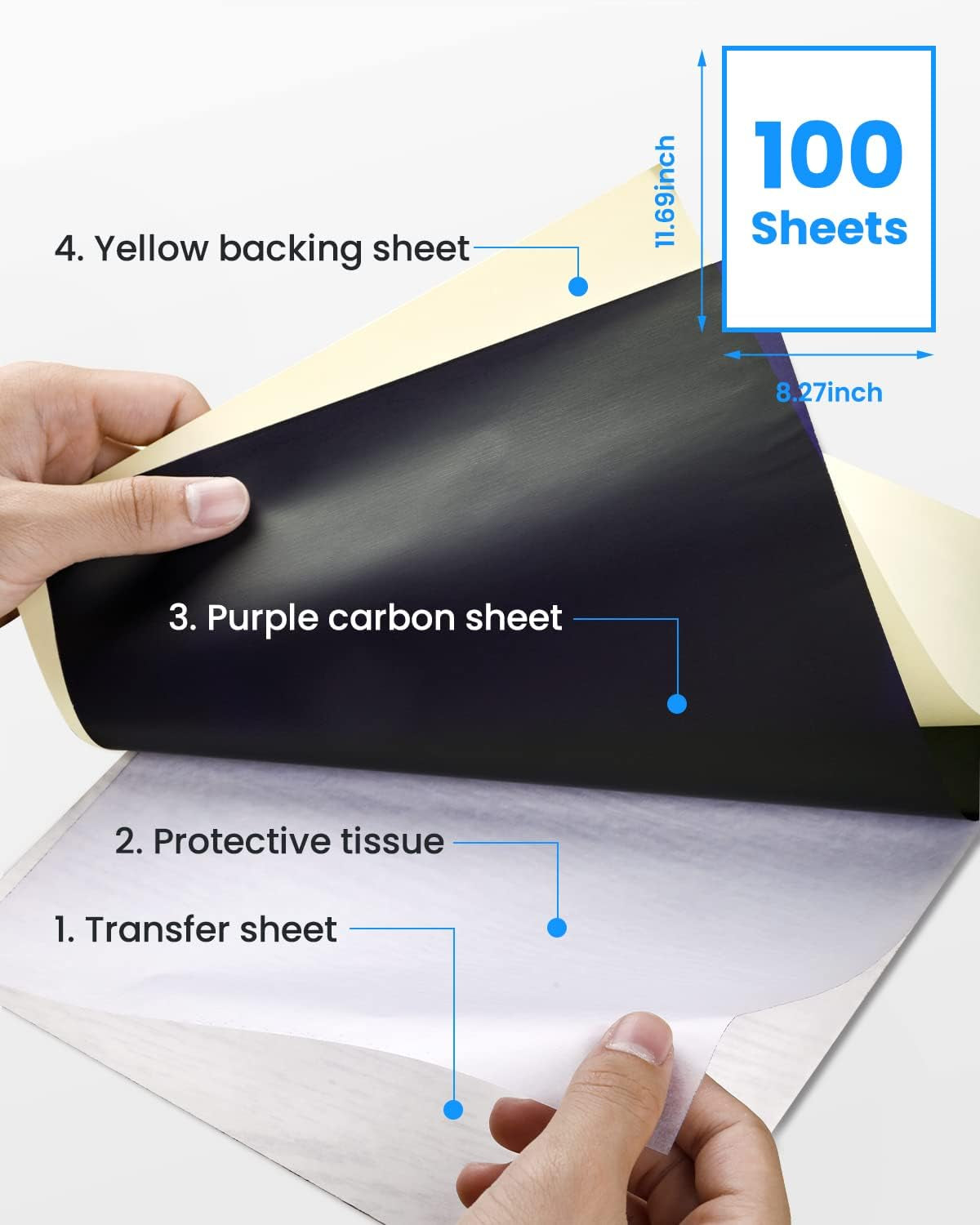 Phomemo Tattoo Transfer Paper - 100 Sheets A4 Size, Thermal Stencil Paper for Tattoos Transfer Kit - Personal & Commercial Use, DIY Tattooing Tracing Paper for M08F Printers & Tattoo Supplies