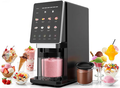 Ice Cream Maker & 10-In-1 Frozen Treat Maker, 20 Oz 1 Pint, Mix-In + Re-Spin for Creamy Texture, Gelato, Sorbet, Slushie, Frozen Yogurt & Smoothie Bowls Machine for Homemade, Recipe Guide