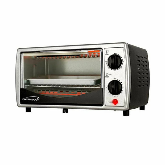 TS-345B Stainless Steel 4 Slice Toaster Oven - Black, Silver