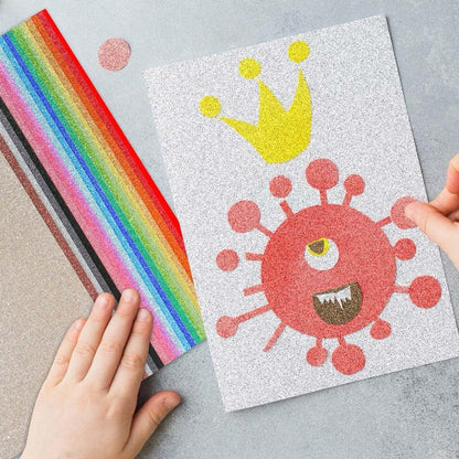 20 Sheets Shinny Craft Sheets Rainbow Sparkly Glitter Cardstock Paper in A4 Size for DIY Craft Projects Card Making Party Decoration