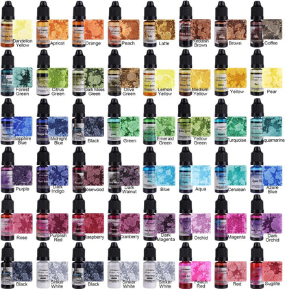 LET'S RESIN 48Pcs Concentrated Alcohol Ink Set, Vibrant Colors Alcohol-Based Resin Ink for Epoxy Resin, Alcohol Paint Dye for Resin Art, Tumblers, Epoxy Resin (Each 0.35Oz)