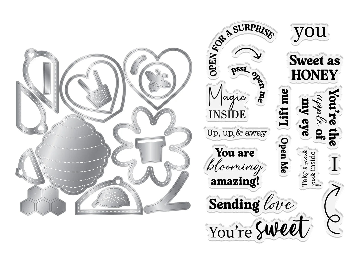 Honeycomb Message Reveal Stamp & Metal Die Set
